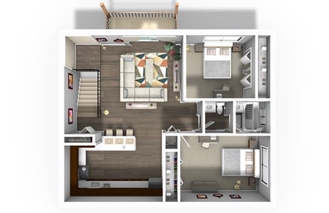 Floor plan for 2 beds, 1 bath, 900 sqft